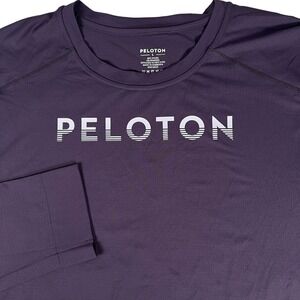 Peloton Long Sleeve Shirt Mens Large Purple Performance Athletic Crew Neck Logo